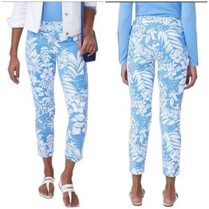 J MCLAUGHLIN NEWPORT CAPRI PANT S HAWAIIAN PRINT TROPICAL CATALINA CLOTH Sz 4